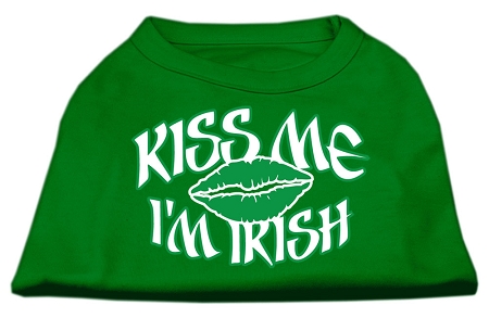 Kiss Me I'm Irish Screen Print Shirt Emerald Green Lg